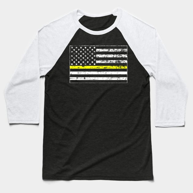 Thin Gold Line Distressed American Flag Baseball T-Shirt by YouthfulGeezer